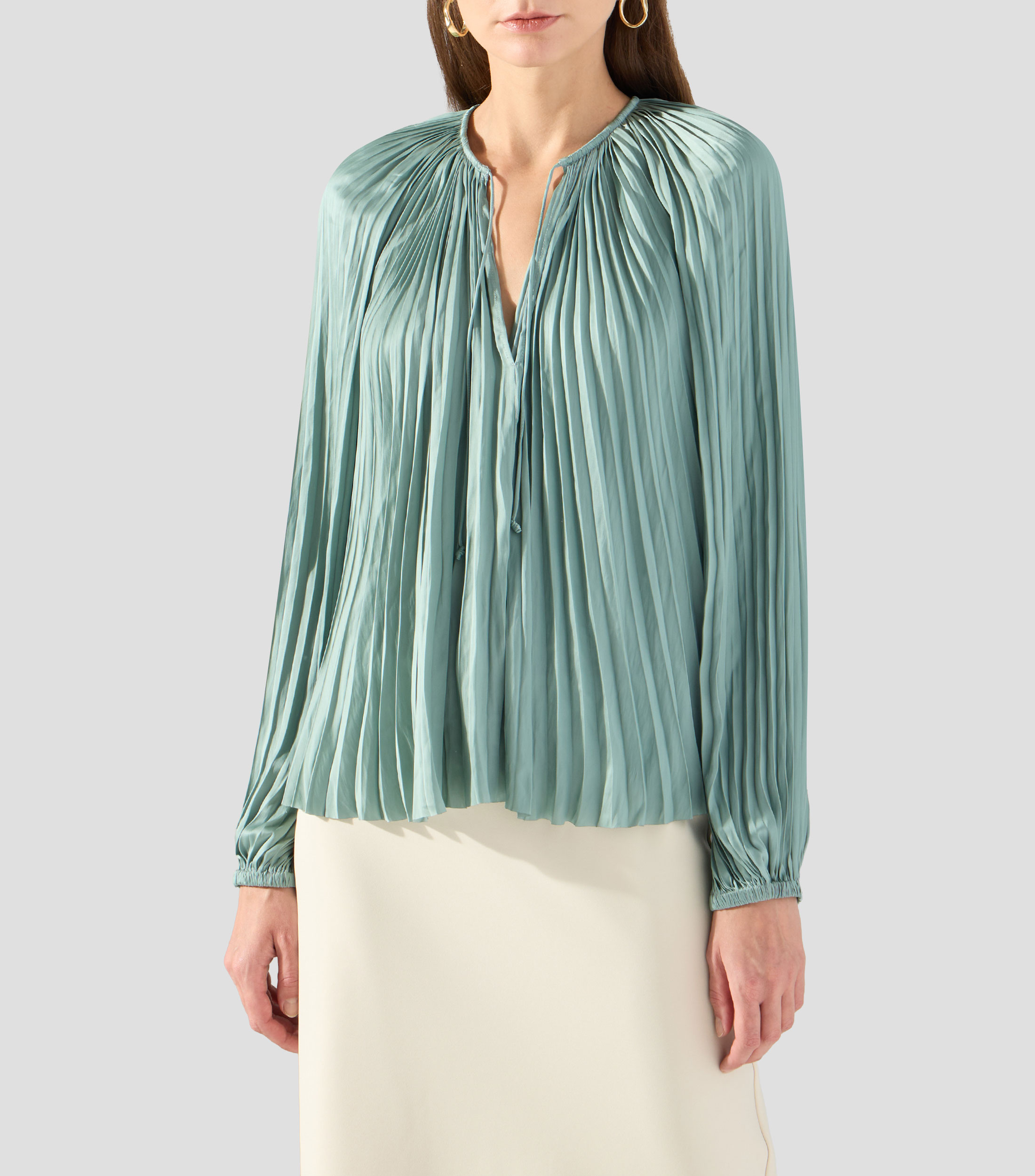 Blusa lisa manga larga Mujer